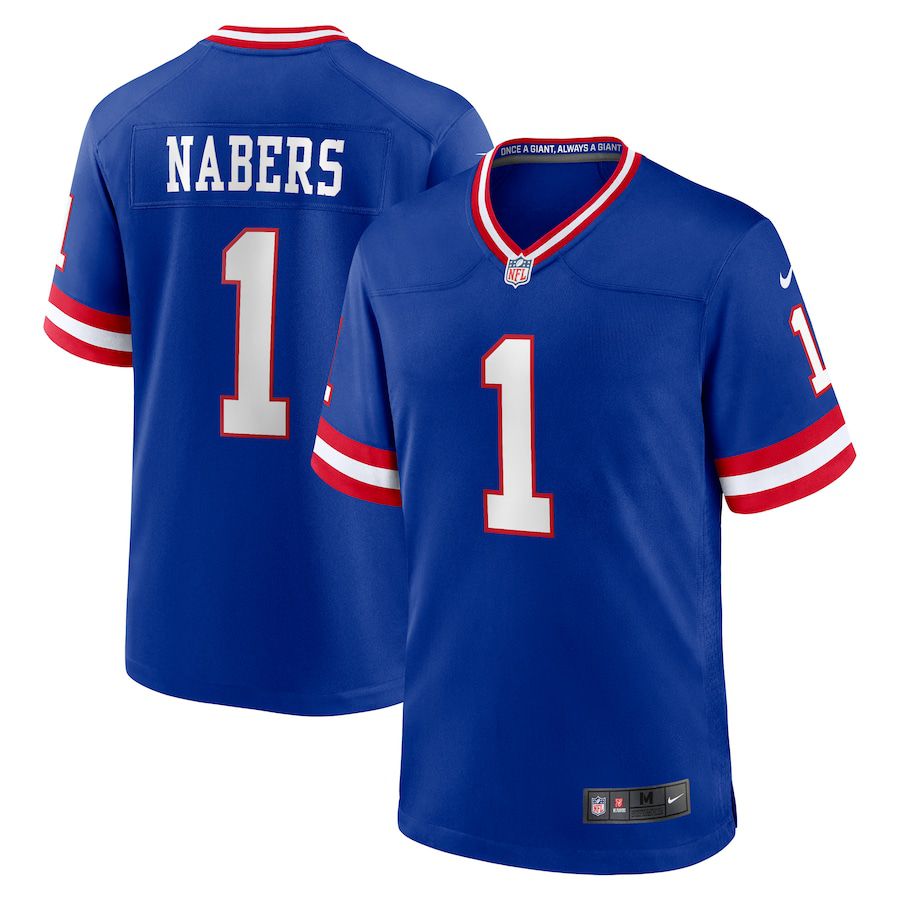 Men New York Giants 1 Malik Nabers 2025 Nike Royal 2nd Alternate Game NFL Jersey